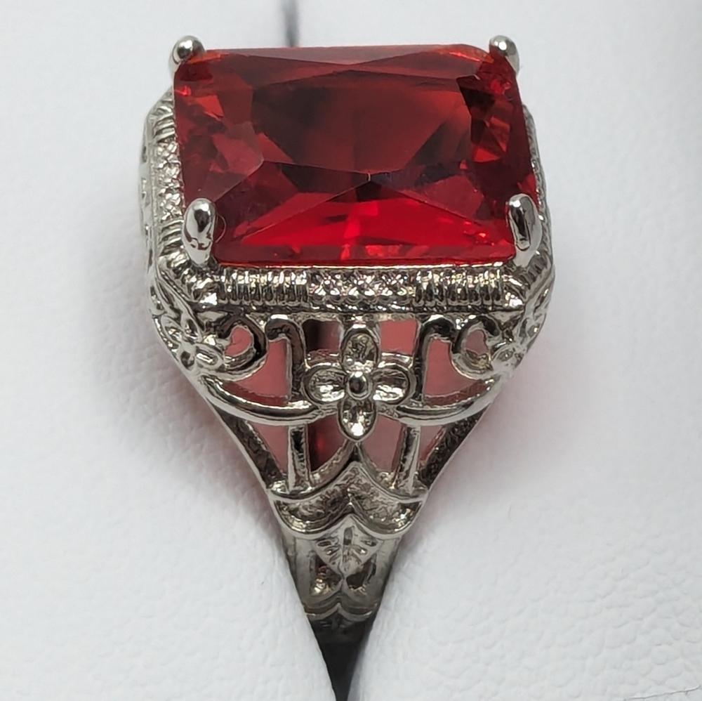 Ruby And Sterling Silver Ring, Intricate Details,… - image 2